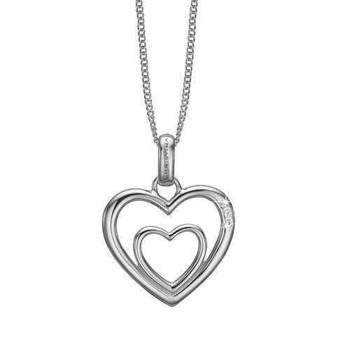 Køb dine  To åbne hjerter inde i hinanden, med 4 hvide topaz fra Christina smykker hos Ur-Tid.dk
